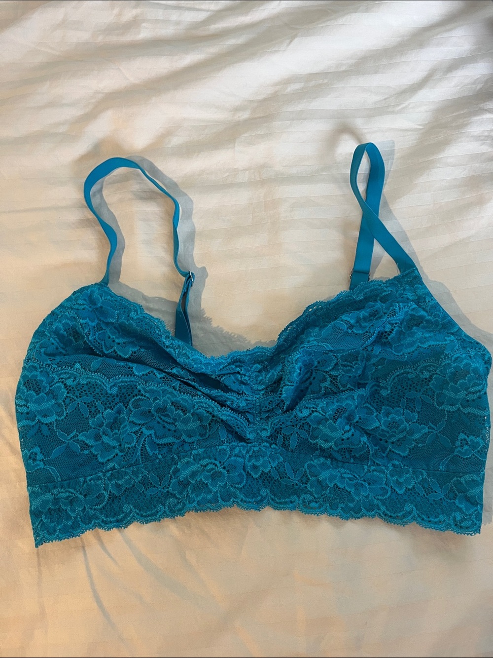 Lace Bralette in Teal, size 36D/E